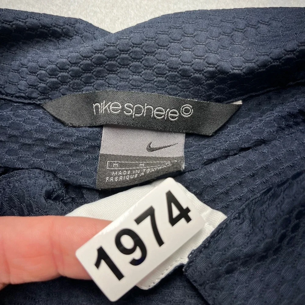 Vintage Nike Court Tennis Polo Shirt Navy Blue‎ White Andre Agassi Swoosh Medium